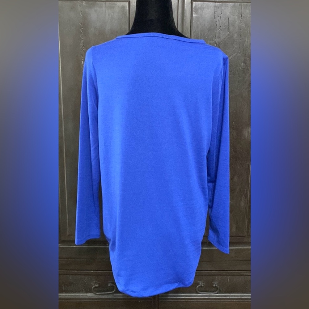Onque Casual blue/blk longsleeves Tunic sweater -size Medium - Picture 3 of 11